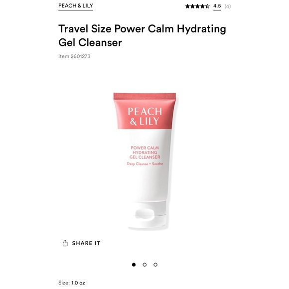 π Travel Size Peach & Lily Power Calm Hydrating Gel Cleanser 1.01 fl oz 30ml π - Picture 2 of 10